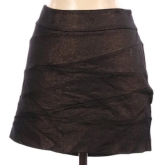 EXPRESS Y2K METALLIC PARTY GRUNGE BANDAGE MINI SKIRT BRONZE BROWN SIZE 8 - Picture 3 of 7
